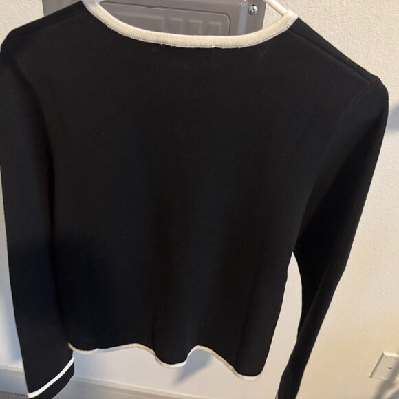 NWOT Sezane Brielle Cardigan size M in Black Ecru - Picture 6 of 7
